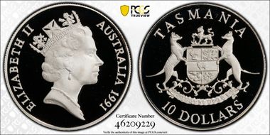 1991 $10 Tasmania PR70DCAM