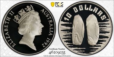 1992 $10 Penguins w/Chicks PR70DCAM