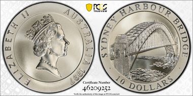 1997 $10 Harbour Bridge Matte PR70