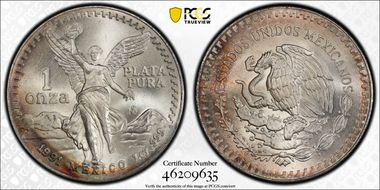 1991-Mo Onza Libertad Ag T1 - PLATA PURA MS68