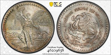 1991-Mo Onza Libertad Ag T1 - PLATA PURA MS67