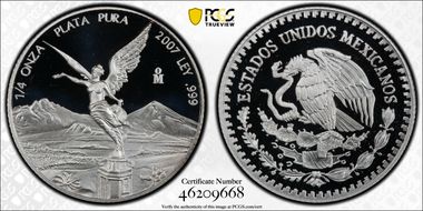 2007-Mo 1/4 oz Libertad Ag PR69DCAM