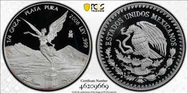 2008-Mo 1/4 oz Libertad Ag PR68DCAM