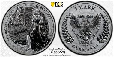 2022 "5 Mk" Lady Germania 1oz Ag Fantasy Issue MS70