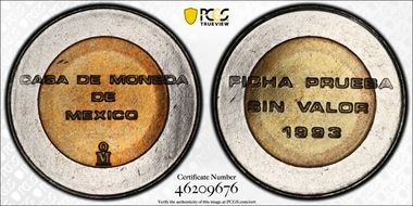 1993-Mo P(Peso) Planchet Pattern Bimetallic SP66