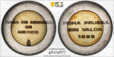 1993-Mo P(2 P) Planchet Pattern Bimetallic SP65