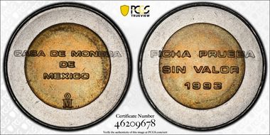 1993-Mo P(5 P) Planchet Pattern Bimetallic SP66