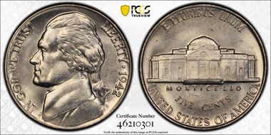 1942 5C Nickel MS64