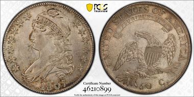 1807 50C Large Stars 50/20 AU58+ 