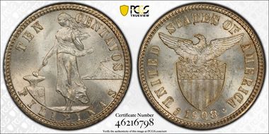 1908-S 10C MS64