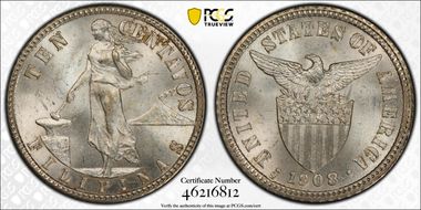 1908-S 10C MS64