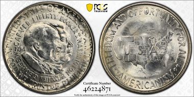 1954-S 50C Washington-Carver MS65