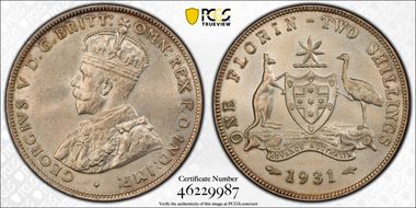 1931(m) Florin KM-27  Ag MS64