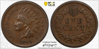 1869 1C VF35BN