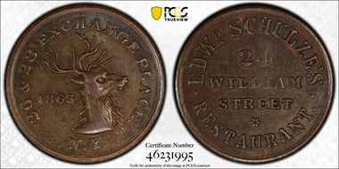 1863 Token F-630BO-1a, Schulze's AU58BN