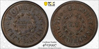1863 Token F-630E-1a Copper PE V. Benner & Ch. Bendinger AU58BN