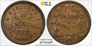 (1861-65) Token F-10-H AU58BN