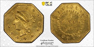 1863 G$1 BG-1307A - Restrike MS64