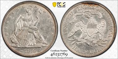 1873 50C Arrows, DDO, FS-1101 WB-109 "Quad Stripes" AU53