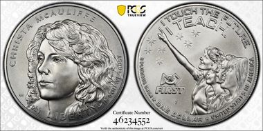 2021-P $1 Christa McAuliffe MS69