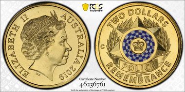 2019-C $2 Police Remembrance Colorized MS68