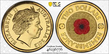 2012-C $2 Remembrance Day Colorized MS68