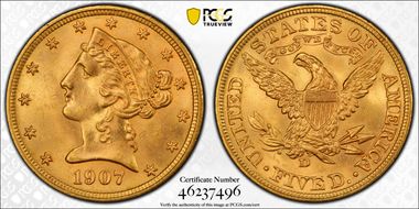 1907-D $5 MS66