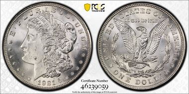 1921 $1 Morgan MS65