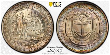 1936-D 50C Rhode Island MS66