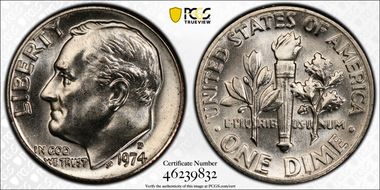 1974-D 10C MS66FB