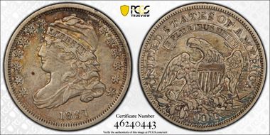 1837 10C Capped Bust XF45