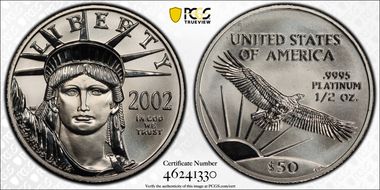 2002 $50 Statue of Liberty MS70