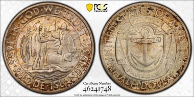 1936-D 50C Rhode Island MS65