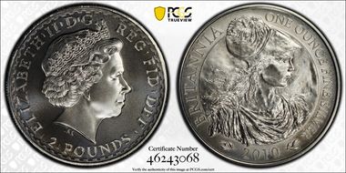 2010 £2 S-BSF9 Britannia Ag MS70