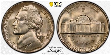 1942-P 5C Silver MS66