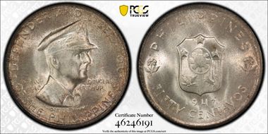 1947-S 50C Douglas MacArthur Allen-R1a  DDO MS66