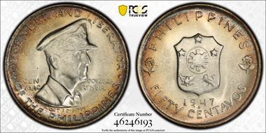 1947-S 50C Douglas MacArthur Allen-R1a  DDO MS66