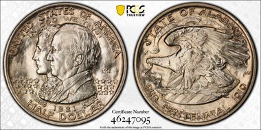 1921 50C Alabama, 2X2 MS66