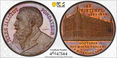 1890 Medal Au Printemps 25th Ann. Ae MS64BN
