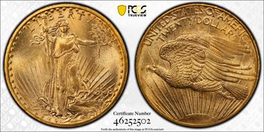 1908-D $20 No Motto MS65