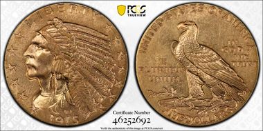 1915 $5 MS62