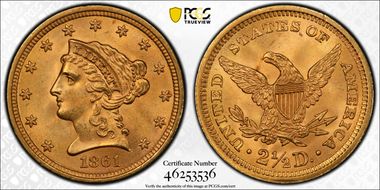 1861 $2.50 New Reverse MS65+ 