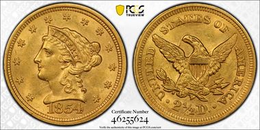 1854 $2.50 MS63