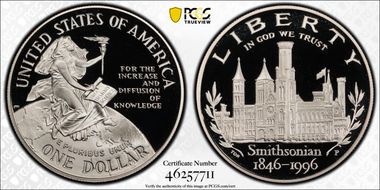 1996-P $1 Smithsonian PR70DCAM