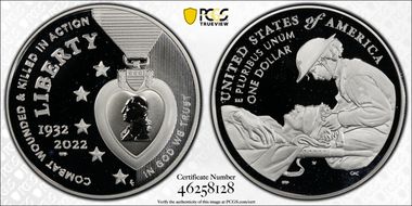 2022-W $1 National Purple Heart Hall of Honor First Strike PR68DCAM