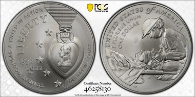 2022-W $1 National Purple Heart Hall of Honor MS70