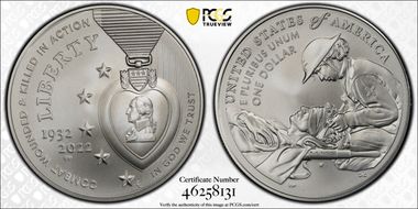 2022-W $1 National Purple Heart Hall of Honor MS70