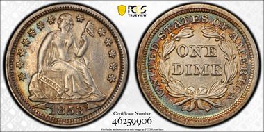 1853 10C Arrows AU50