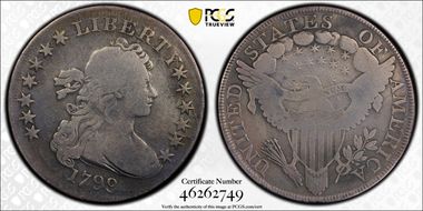 1799 $1 Irregular Date, 15 Stars N1