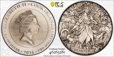 2016 $2 Demeter Antique Finish High Relief SP70